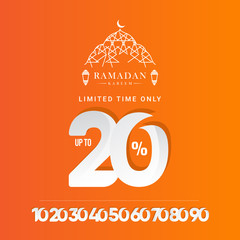 Ramadan Kareem Discount up to 20% off Limited Time Only Vector Template Design Illustration