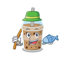 A Picture of funny Fishing chocolate bubble tea design