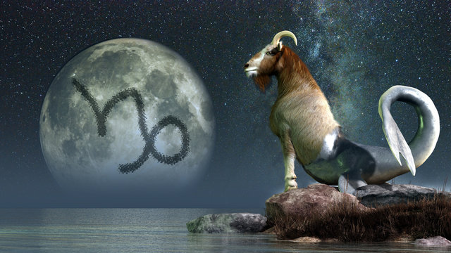 Capricorn is the sixth sign of the Zodiac.  People born between December 21 and January 20th have this astrological sign.  Its symbol is the sea goat. 3D Rendering