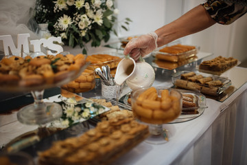 A sweet table with biscuits and candy for a party