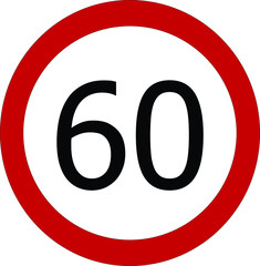 60 km/hr or mph Speed limit sign