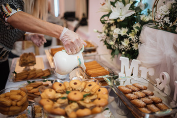A sweet table with biscuits and candy for a party