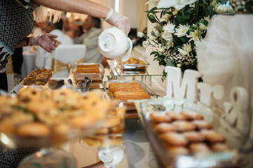 A sweet table with biscuits and candy for a party