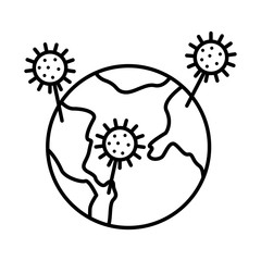 world planet and covid19 virus line style icon