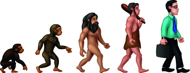 Cool Evolution of Man Cartoon Illustration for your design