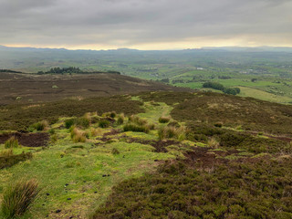 View of the rural landscape surrounding Carrowkeel tombs in County Sligo, Ireland