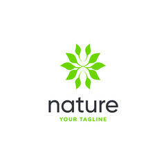 leaf logo design vector for nature symbol template editable