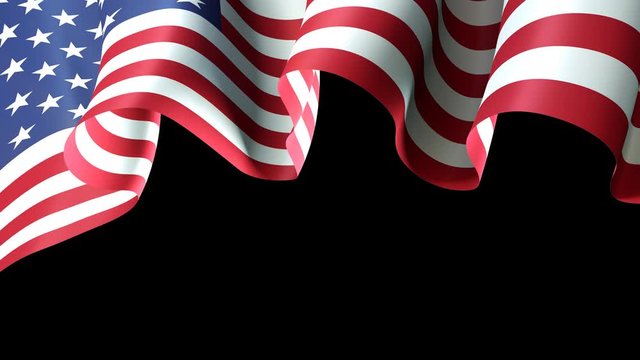 USA waving flag for banner design. USA waving national flag animated background. Festive patriotic design. America holidays. Seamless loop. Alpha channel