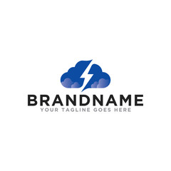 Fototapeta premium Thunderstorm logo icon vector. Cloud storm modern logo design template.