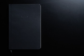 Black style set: notepad on Black background.