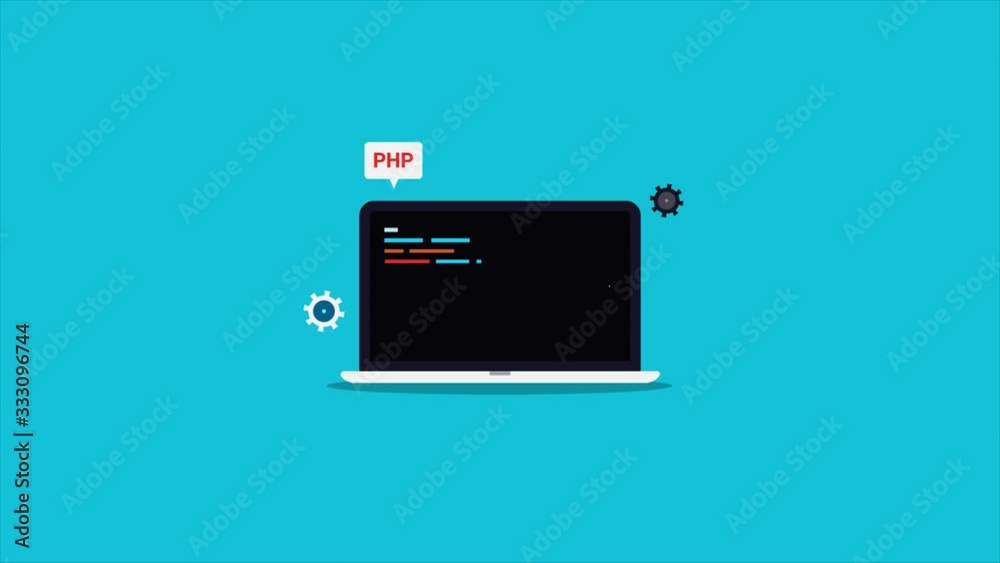 Wall mural web development, coding and programming, software technology concept. 2d animation, video clip.