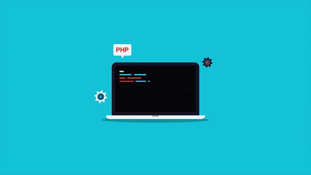 Web development, coding and programming, software technology concept. 2d animation, video clip.