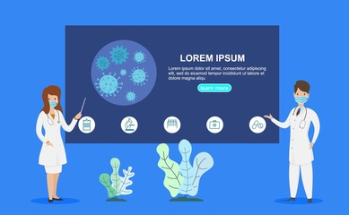 Doctor wearing protective Medical mask from virus Covid-19 for banner.