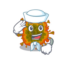 Cute duvinacovirus Sailor cartoon character wearing white hat