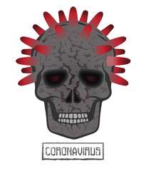 Coronavirus covid-19 skull isolated , vector illustration