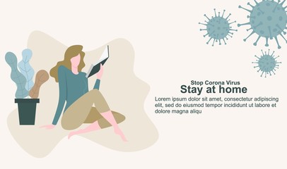 stay at home concept for banner, poster, flyer. Vector illustration. 