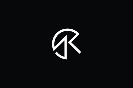 Minimal elegant monogram art logo. Outstanding professional trendy awesome artistic SK KS SR RS initial based Alphabet icon logo. Premium Business logo White color on black background