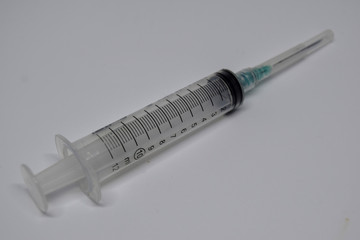 Close up syringe isolated on White Background. medical concept