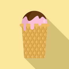 Waffle ice cream icon. Flat illustration of waffle ice cream vector icon for web design