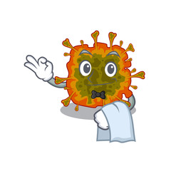 A design of duvinacovirus cartoon character working as waiter