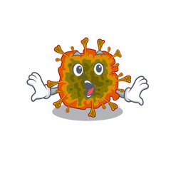 A cartoon character of duvinacovirus making a surprised gesture