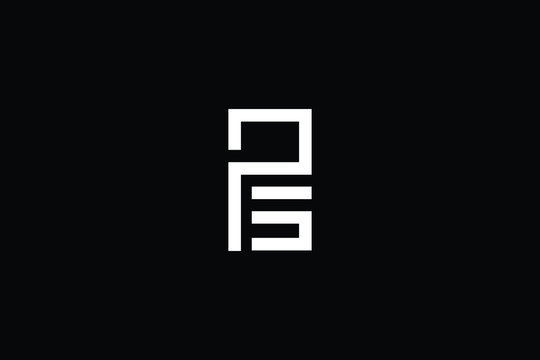 Minimal elegant monogram art logo. Outstanding professional trendy awesome artistic PS SP initial based Alphabet icon logo. Premium Business logo White color on black background