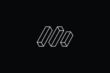 Minimal elegant monogram art logo. Outstanding professional trendy awesome artistic 3D M initial based Alphabet icon logo. Premium Business logo White color on black background