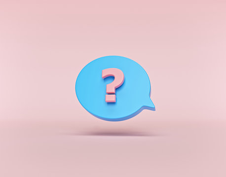speech bubble with question mark icon minimal style. 3d rendering