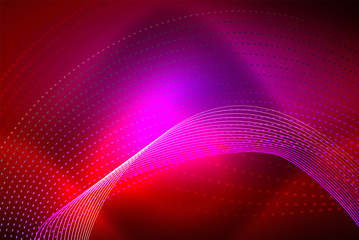 Abstract particles, wave background, neon motion techno design