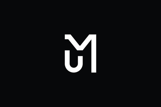 Minimal elegant monogram art logo. Outstanding professional trendy awesome artistic MU UM initial based Alphabet icon logo. Premium Business logo White color on black background