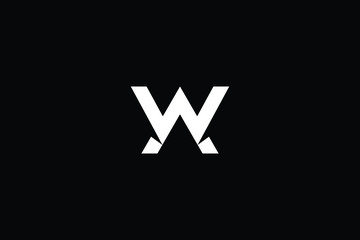 Minimal elegant monogram art logo. Outstanding professional trendy awesome artistic WA AW initial based Alphabet icon logo. Premium Business logo White color on black background - obrazy, fototapety, plakaty