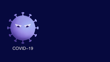 COVID-19 illustration. Novel coronavirus isolated on blue background.