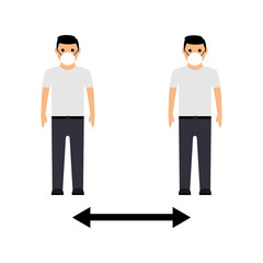 Social distancing icon isolated on white background. Keep distance sign. Coronavirus. Social Distancing and Self Quarantine.