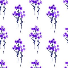 Fototapeta na wymiar Field of purple flowers. Seamless pattern. Vector illustration.