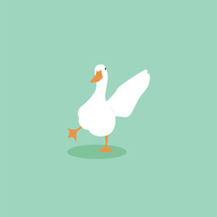Cartoon goose. Cute Cartoon goose, Vector illustration on a white background. Drawing for children.