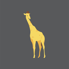Cartoon giraffe. Cute Cartoon giraffe, Vector illustration on a gray background. Drawing for children.