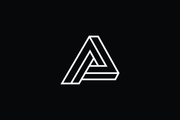 Minimal elegant monogram art logo. Outstanding professional trendy awesome artistic 3D P AP PA initial based Alphabet icon logo. Premium Business logo White color on black background