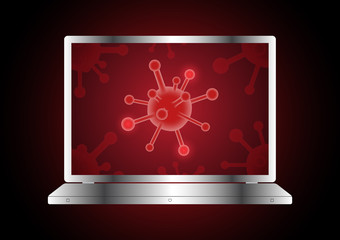 COVID-19 Coronavirus disease laptop computer vector illustration