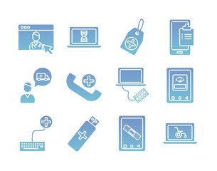 bundle of health online set icons