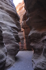 Red canyon in Israel near Eilat. Picturesque and undulating rocks hollowed out by rain in sandstone in the Negev desert.