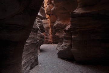 Red canyon in Israel near Eilat. Picturesque and undulating rocks hollowed out by rain in sandstone in the Negev desert.