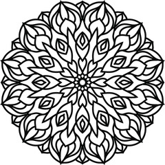 Circular pattern in form of mandala for Henna, Mehndi, tattoo, decoration. Decorative ornament in ethnic oriental style. Coloring book page.
