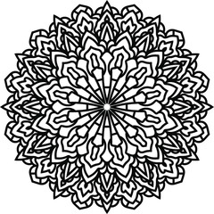 Circular pattern in form of mandala for Henna, Mehndi, tattoo, decoration. Decorative ornament in ethnic oriental style. Coloring book page.