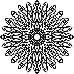 Circular pattern in form of mandala for Henna, Mehndi, tattoo, decoration. Decorative ornament in ethnic oriental style. Coloring book page.