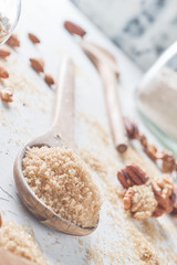Sugar and wood spoon
