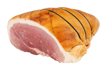 Raw smoked gammon roasting joint isolated on a white background