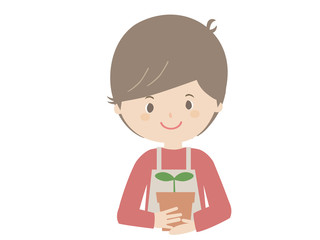 Young man with seedling