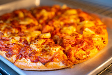 bake homemade pizza hot from oven