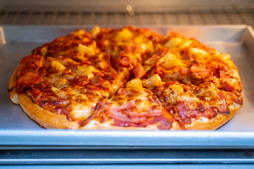 bake homemade pizza hot from oven
