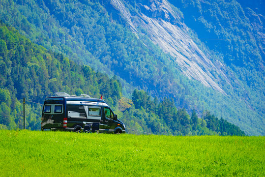 Mercedes van camp on nature, 27 July 2018, Norway